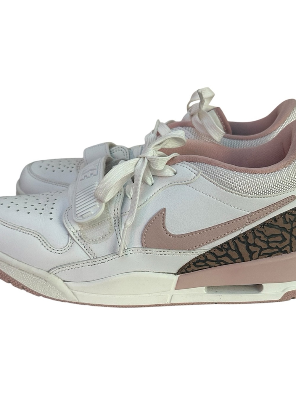 Nike Women's White & Blush Low-Top Lace-Up Sneakers with Strap